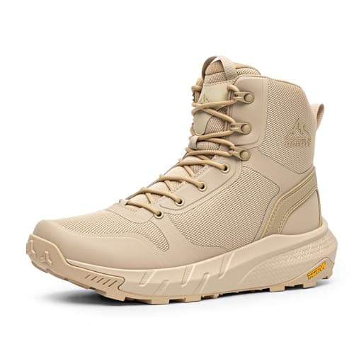NORTIV 8 Men's Military Tactical Boot Lightweight Comfortable Boots for Work All Day Side Zipper Motorcycle Combat Hiking Boots Metrostrike(8-9 Inches),Size 7,Sand-Oxford
