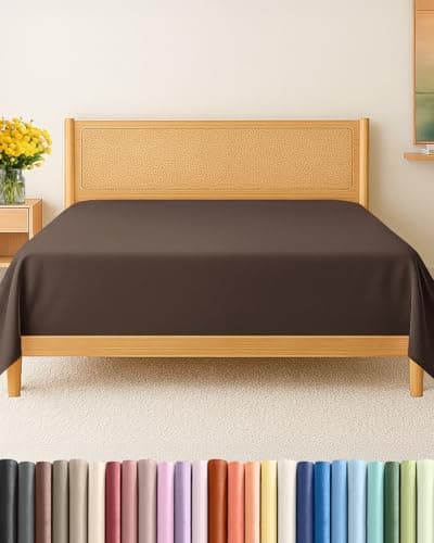 King Size Flat Sheet - Hotel Quality Top Flat Bed Sheet Only - Ultra-Soft, Comfy, Breathable & Cooling - Fade & Wrinkle Free - Easy-Care, Stain & Shrink Resistant Bedding - Easy-Fit & Oeko-Tex - Brown
