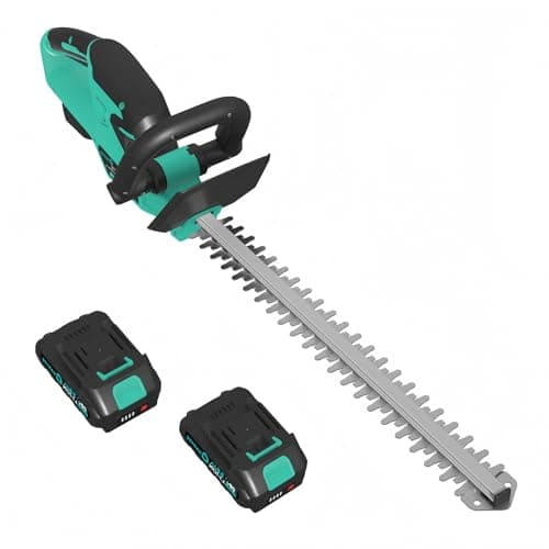 Garvee 22.4" Brushless Cordless Hedge Trimmer, 3000 SPM Dual Action Blade, Grass Shears with 2 x 2.0Ah Rechargeable Batteries, Professional Electric Bush Trimmer for Lawn Garden