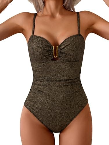 Eomenie One Piece Swimsuit for Women Tummy Control Ruched Bathing Suit