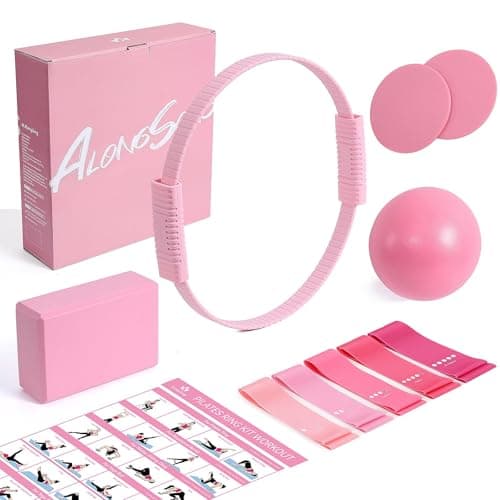 ALongSong Pilates Kit for Women, 13.7in Ring, 5 Bands, Home Workouts