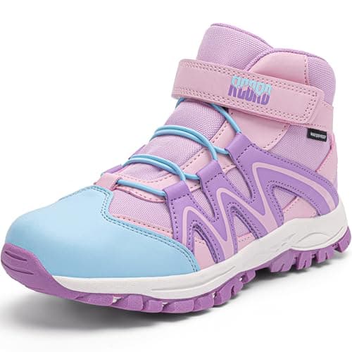 R CORD Kids Hiking Boots Kids Hiking Shoes Girls Hiking Boots Girls Anti-Collision Non-slip Athletic Outdoor Trekking Boots Purple 4 Big kid