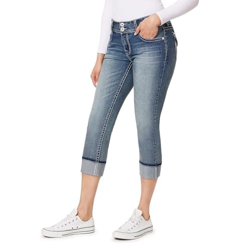 WallFlower Luscious Curvy Bling Cropped Jeans for Women, Galaxy, 5