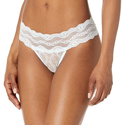 b.tempt'd by Wacoal Women's Lace Kiss Thong Panty, 970182, Saltwater Slide, X-Large