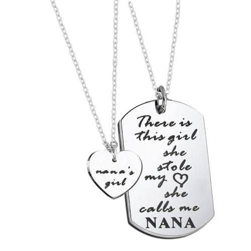 FEELMEM Nana's Girl Sunflower Pendant Granddaughter Necklace Nana Necklace Set Grandma and Granddaughter Gifts (silver)