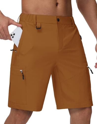 JWM Men's 9" Hiking Cargo Shorts Lightweight Quick Dry Caramel