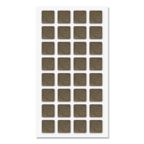 Furniture Felt Pads Brown 32 Pcs 1 inch Square Strong Self Adhesive Protectors for Hardwood Floors Laminate Flooring Furniture Feet Chair Legs Table Cabinet Couch Non Scratch Peel Stick Pad Set