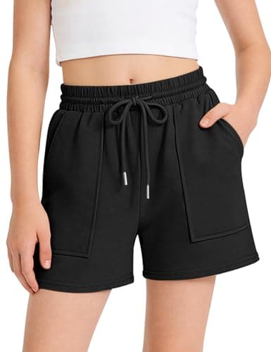 BOOPH Girls Casual Cargo Shorts Athletic Running Shorts with Pockets for Kids Summer 11-12 Years Black