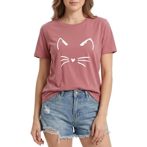 LOOKFACE Women Graphic T Shirts Cute Tees Mauve XX-Large