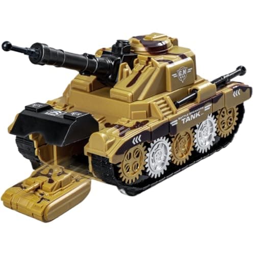 360 Rotating Toy Tank with Bullet Launching Turret - Army Vehicle (Yellow)