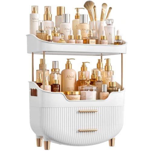 caktraie 4-Tier Makeup Organizer Bathroom Countertop Storage White