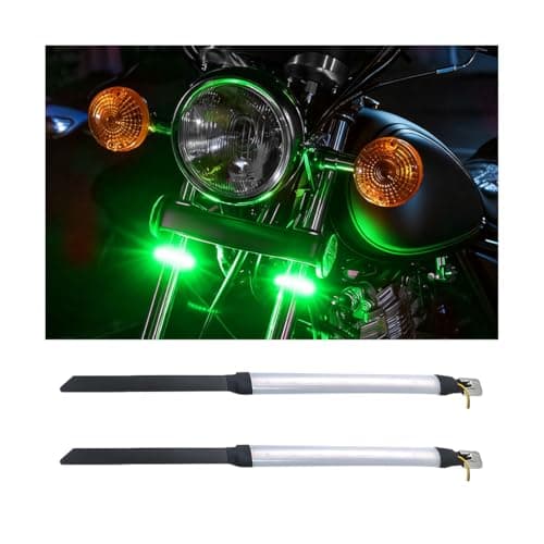 SWPHRT 2PCS Flexible Motorcycle LED Turn Signal Light, Bright LED Vehicle Fork Turn Signal Blinkers, Waterproof ＆ Adjustable Automotive Running Light Strip Bar Accessories, Universal Fit (Green)