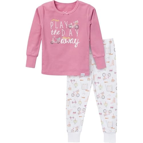 Gerber Baby Girls' Toddler Snug Fit 2-Piece Pajama Set, Playground, 4T