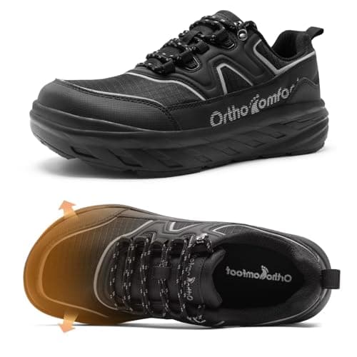 Men's Orthopedic Diabetic Extra Wide Width Toe Box Walking Shoes: Comfortable Fit Heel Spurs Plantar Fasciitis Arch Support Neuropathy Sport Shoes, Ergonomic Working Trail Sneakers Black Size 12