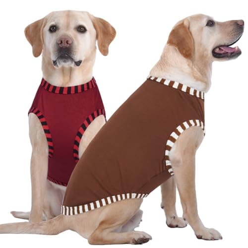IECOii 2 Pack Large Dog T-Shirt | Non-Restrictive Fit for Running, Breathable Summer Wear - Non-stuffy Design - Keeps Pups Comfortable in Hot Weather, Coffee+DarkRed, 2XL