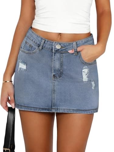 DEICAEVO Womens Jean Skirt Low Rise Y2K Mini Denim Skirts with Pockets