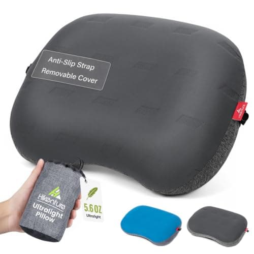 Hikenture Ultralight Inflatable Camping Pillow with Removable Cover, Grey