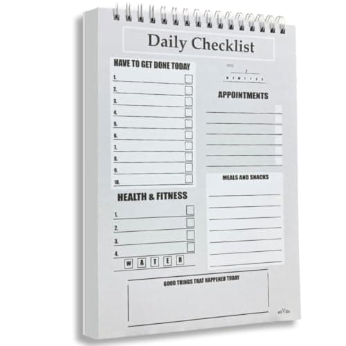 NIIVIIN Daily To Do List Notebook - ADHD Planner For Adults, 60 Double-Sided Premium Sheets, Things To Do Notepad, Clear Cover, 6” x 9” Spiral Daily Checklist