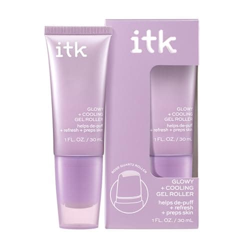 ITK Hydrating Glow Roller Face Serum with Niacinamide and Peptides, Preps Skin for Makeup and Depuffs for Dewy Skin