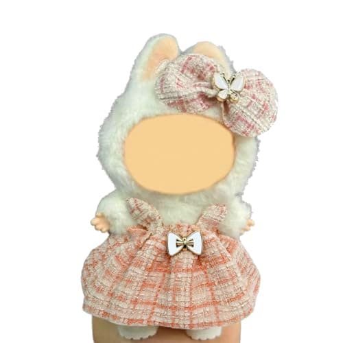 3Pcs Doll Clothes Set for labubu - Compatible with 6.7inch 17cm Dolls Only, Premium Dolls Outfit with Accessories, Hairpin, Skirt, Shoes (Pink Skirt Set)