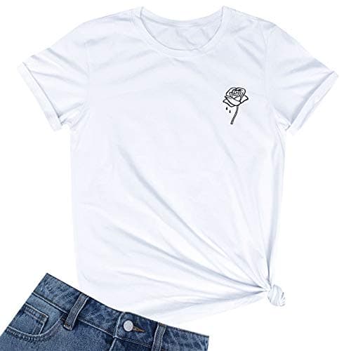 BLACKOO Women Cute T Shirt Juniors Graphic Tops White XX-Large