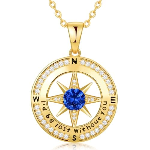 Zifeel Birthday Gifts for Women Compass Necklace for Wife Wedding Anniversary Jewelry for Women Girlfriend Valentines Mothers Day Gift for Mom Birthday Gifts for Her I'd Be Lost Without You
