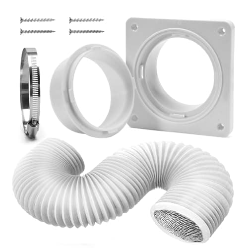 VIWINVELA Dryer Vent Wall Plate Quick Connector Snap to Vent Dryer Dock Connector Kit Fits 4 Inch Hose (Dryer Vent Connector with 4in-5ft White Hose)