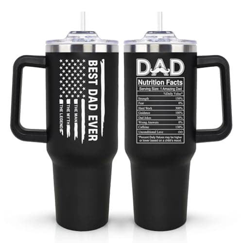 LHSCVUFASC Fathers Day Gift for Dad from Daughter, Son - Birthday Christmas Tumbler Gifts for Husband Dad - Best Ever Dads Gifts Ideas for New Daddy - 40 Oz Stainless Steel Tumbler Coffee Cup