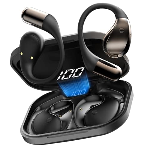 Conyat Open-Ear Headphones, Bluetooth 6.0 Wireless Earbuds Powerful Sound, 40H Open Ear Earbuds with ENC Mic, Comfortable Ear Hooks/IP7 Waterproof/Fast Charging Earphones for Workouts, Pure Black