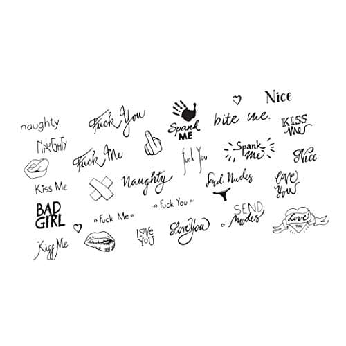 Neva Nude FOOK YU SOUP Naughty Words and Symbols Large Temporary Tattoo Pack | Body Decoration for Festivals, Raves, and More