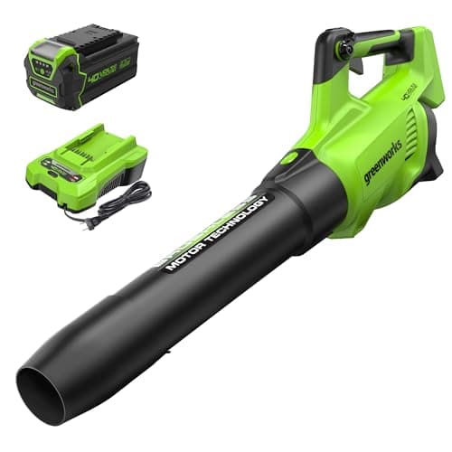 Greenworks 40V Electric Leaf Blower, 550 CFM, 4.0 Ah Battery and Charger