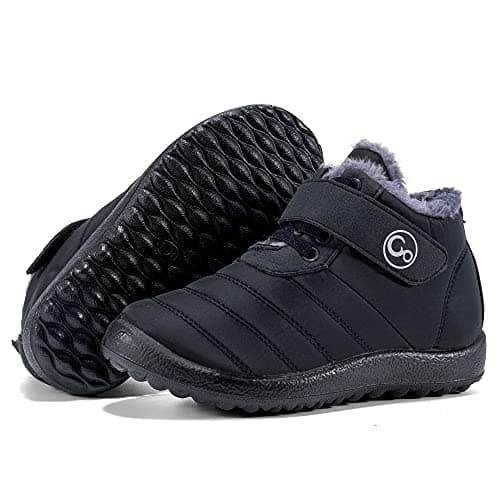 Ablanczoom Boys Girls Winter Snow Boots - Comfortable Warm Fur Lined Toddler Boot Outdoor Waterproof Slip On Walking Ankle Booties For Little Kid