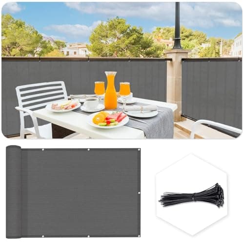 SUNLAX 3'x16' Dark Grey Balcony Privacy Screen Fence 90% UV Block