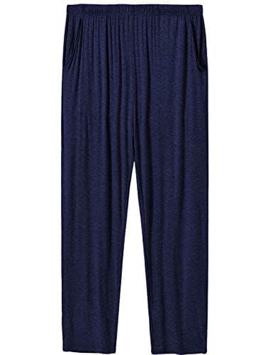 MoFiz Men's Sleepwear PJ Pants Loose Comfortable Sleeping Lounge Pajama Bottoms Pants Drawstring Waistband, Navy, Size 2XL