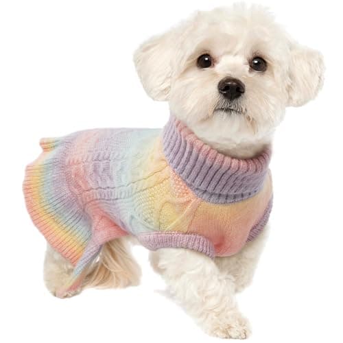 Lelepet Dog Sweater Turtleneck Knitwear Sweatshirt Cable Knit Warm Dress for Small Medium Large Dogs Puppy Fall Sweater, Yorkie, Maltese, S