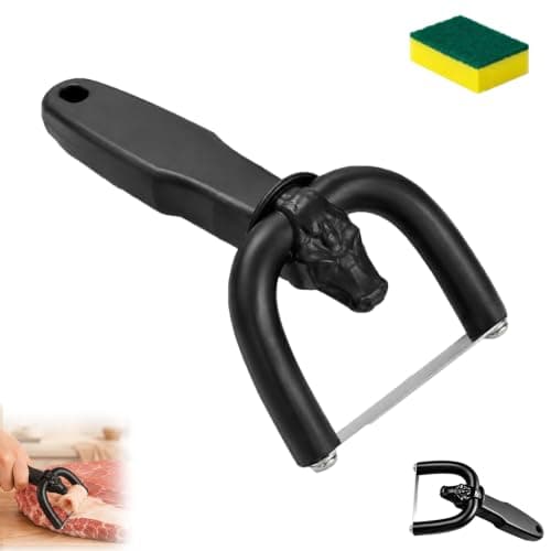 Vinowg Handheld Fat Trimmer for Beef & Pork - Beef and Pork Slicer, Meat Fat Slicer, Fat Trimmer for Meat, Stainless Steel Meat Fats Remover Tool, U-Shaped Curved Holder Targets Surface Fats (1Pcs)