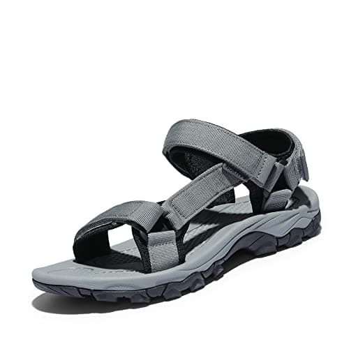 NORTIV 8 Men's Sandals Hiking Sports Lightweight Summer Water Arch Support River Open Toe Athletic Trail Outdoor Walking Sandals Longdo,Size 7.5,Dark/Grey/Black,LANGDO