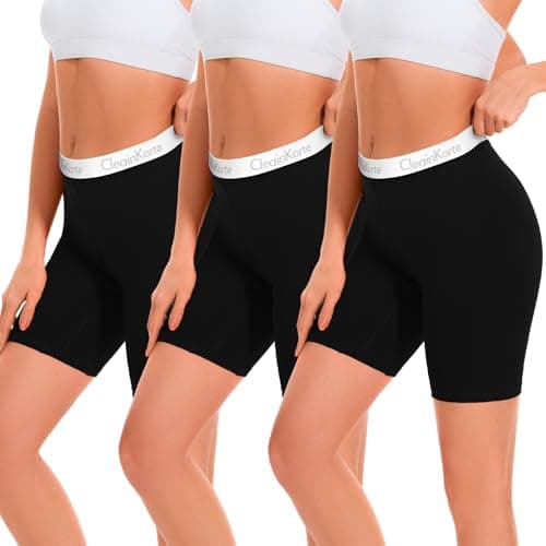 CleainKorte Womens Boy Shorts Underwear Cotton Anti Chafing Boxers Briefs High Waisted Boyshorts Panties Strech 3 Pack Black M