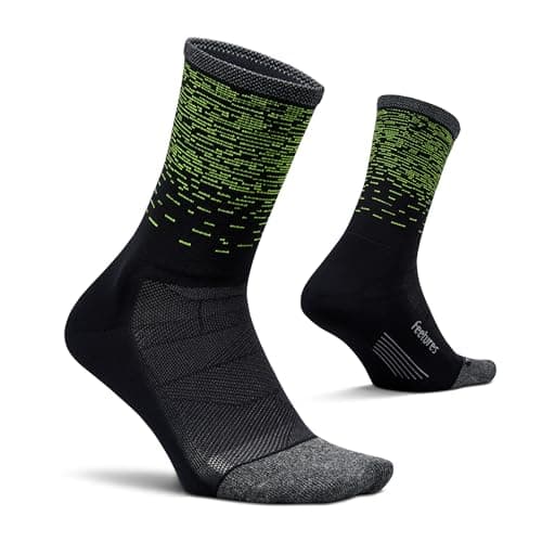 Feetures Elite Ultra Light Cushion Mini Crew Sock - Sport Sock with Targeted Compression - Light Wave, M (1 Pair)