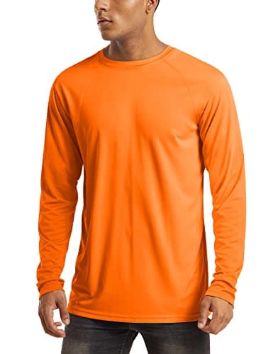 MAGCOMSEN UV Shirts for Men Rashguard Long Sleeve Sun Running Workout Fishing Hiking Quick Dry Swim UPF 50 Shirts Orange