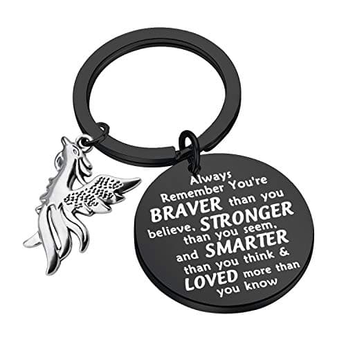 BAUNA Phoenix Keychain Rising Phoenix Bird Pendant You’re Braver Than You Believe (Black Phoenix Keychain)