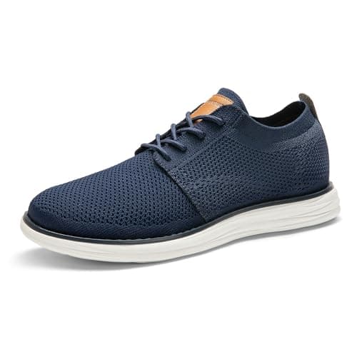 Bruno Marc Men's KnitFlex Breeze Mesh Oxford Sneakers - Breathable Business Casual Shoes Lightweight & Comfortable Walking Shoes for Men, Size 7,Dark/Blue,GRAND-01
