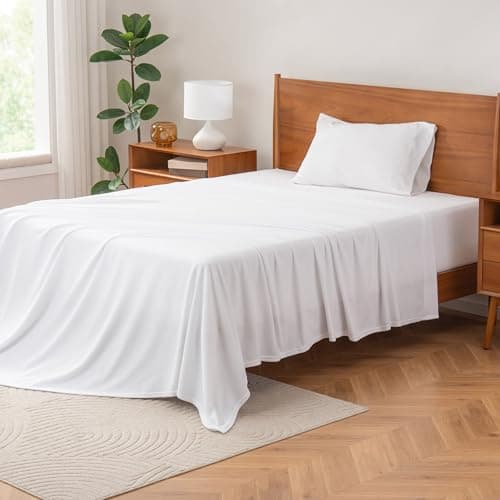Berkshire Blanket Luxury Soft Microfleece Twin Sheet Set, Warm and Durable, All Season Sheet (Twin, True White)