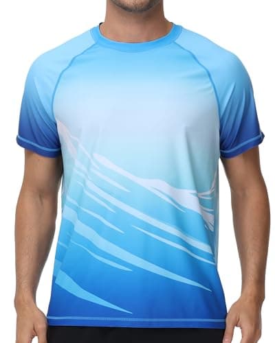 Men's Swim Shirts UPF 50+ Rash Guard Short Sleeve UV Protection