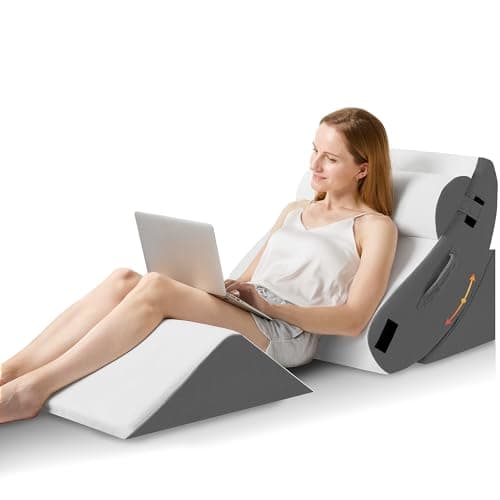 HABUTWAY 4Pcs Orthopedic Wedge Pillow, Bed Pillow for Sleeping, Post Surgery Foam Wedge Pillow for Back Pain Relief, Triangle Adjustable Support Pillow with Machine Washable Cover, Dark Grey