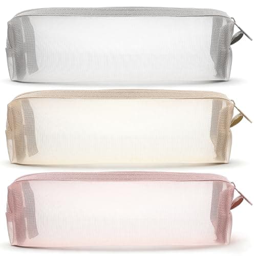 Sibba 3PCS Mesh Makeup Brush Bags Travel Mesh Zipper Pouch Toiletry Bag, Portable Nylon Small Cosmetic Bags Organizer Storage Bag for Makeup Eyebrow Eyeshadow Brushes Cosmetics Keys Small Items