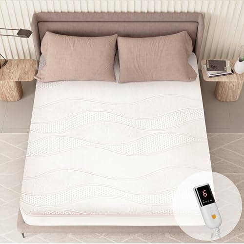 Texciting Heated Mattress Pad Twin XL Size-Single Controller Electric Mattress Pad with Deep Pocket,6 Heat Settings & 2-10 Auto Shut Off Electric Bed Warmer,ETL Certified,Machine Washable,(White)