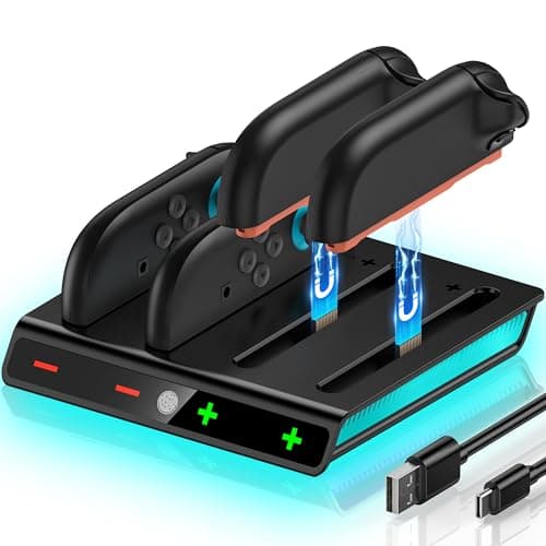 EXTREMECOOL 4 in 1 Charging Dock Compatible with Nintendo Switch 2 (2025) for Joycon Controller, Joypad Charger with Magnetic Design, 2H Fast Charge Stand Station for Switch 2 Joy Con
