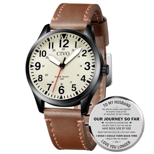 CIVO Gifts for Husband from Wife: Gifts for Husband from Wife at Anniversary Birthday Valentine, Leather Watches for Men