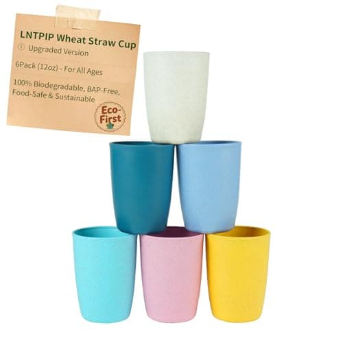 LNTPIP Wheat Straw Colored 6 Pack Kids Cups 12 OZ